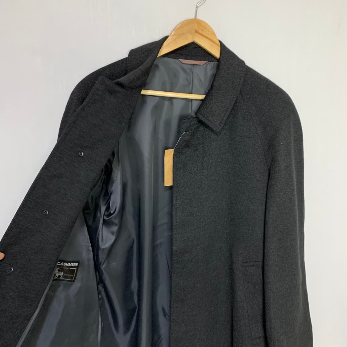일본 빈티지 캐시미어 100% 롱코트 차콜 남녀공용 상품이미지2