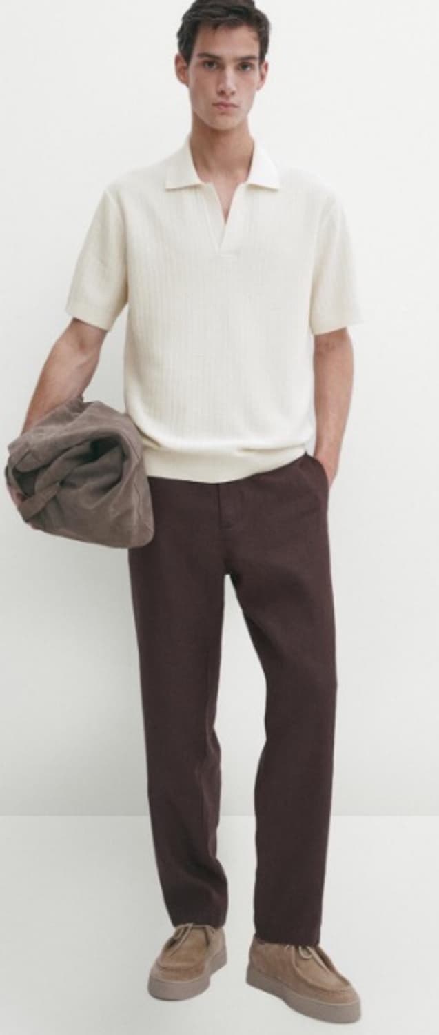 마시모두띠 / 패브릭 디테일 니트 폴로 셔츠 / 화이트 XL 상품이미지2