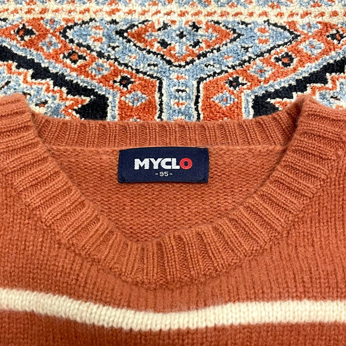 VTG 오렌지 스트라이프 울 혼방 니트 남성95 상품이미지3