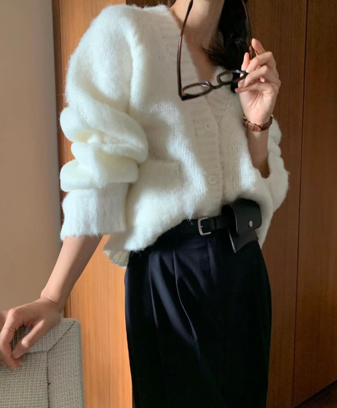 오버테이크 어반 알파카 가디건 아이보리 overtake 상품이미지2