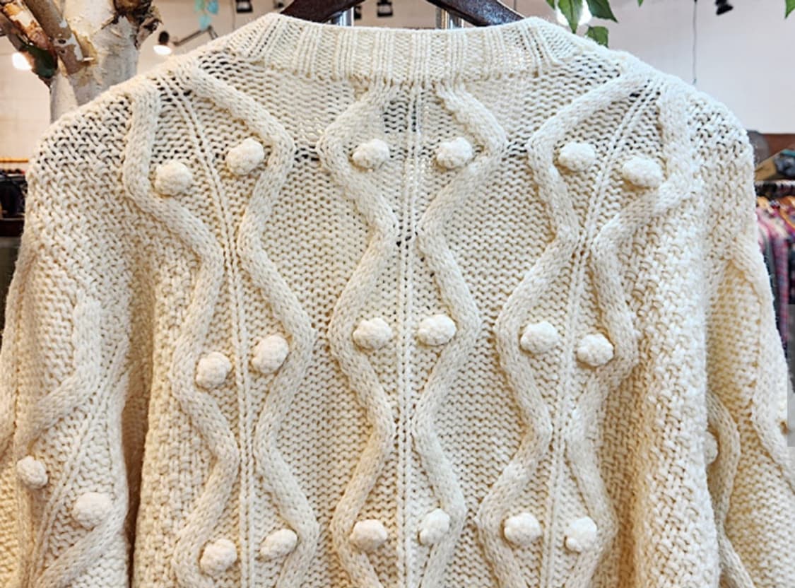 jun saito 폼폼 울 아이보리 스웨터 빈티지 가디건 상품이미지7