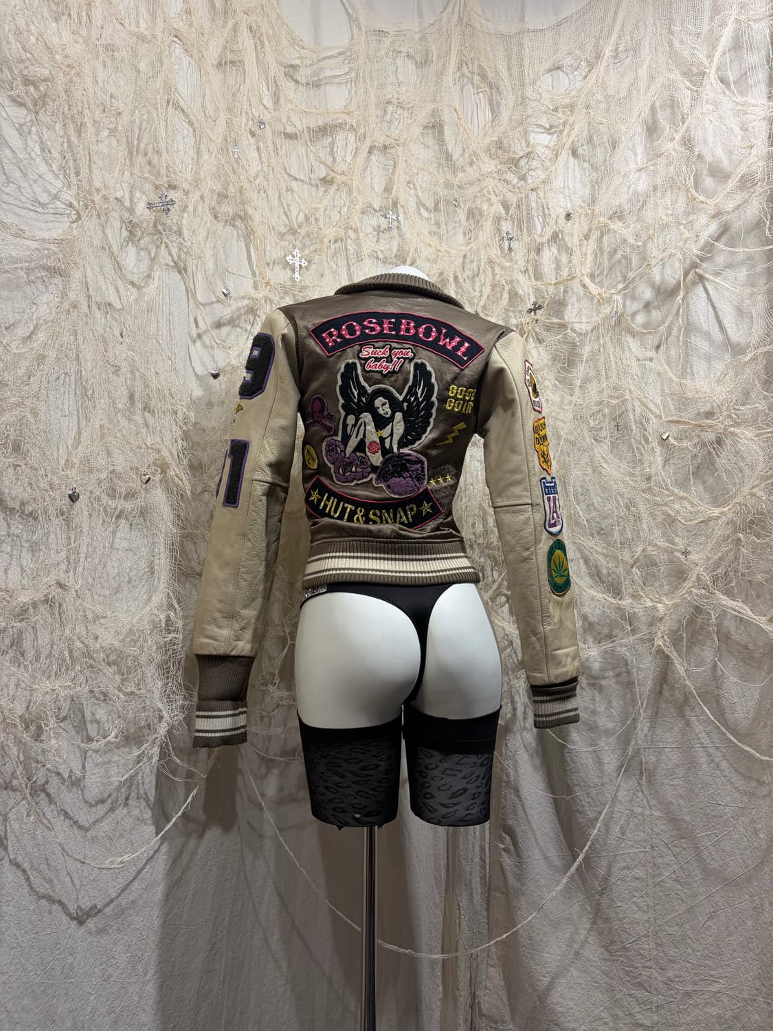 X-girl pacth varsity crop jacket 상품이미지1