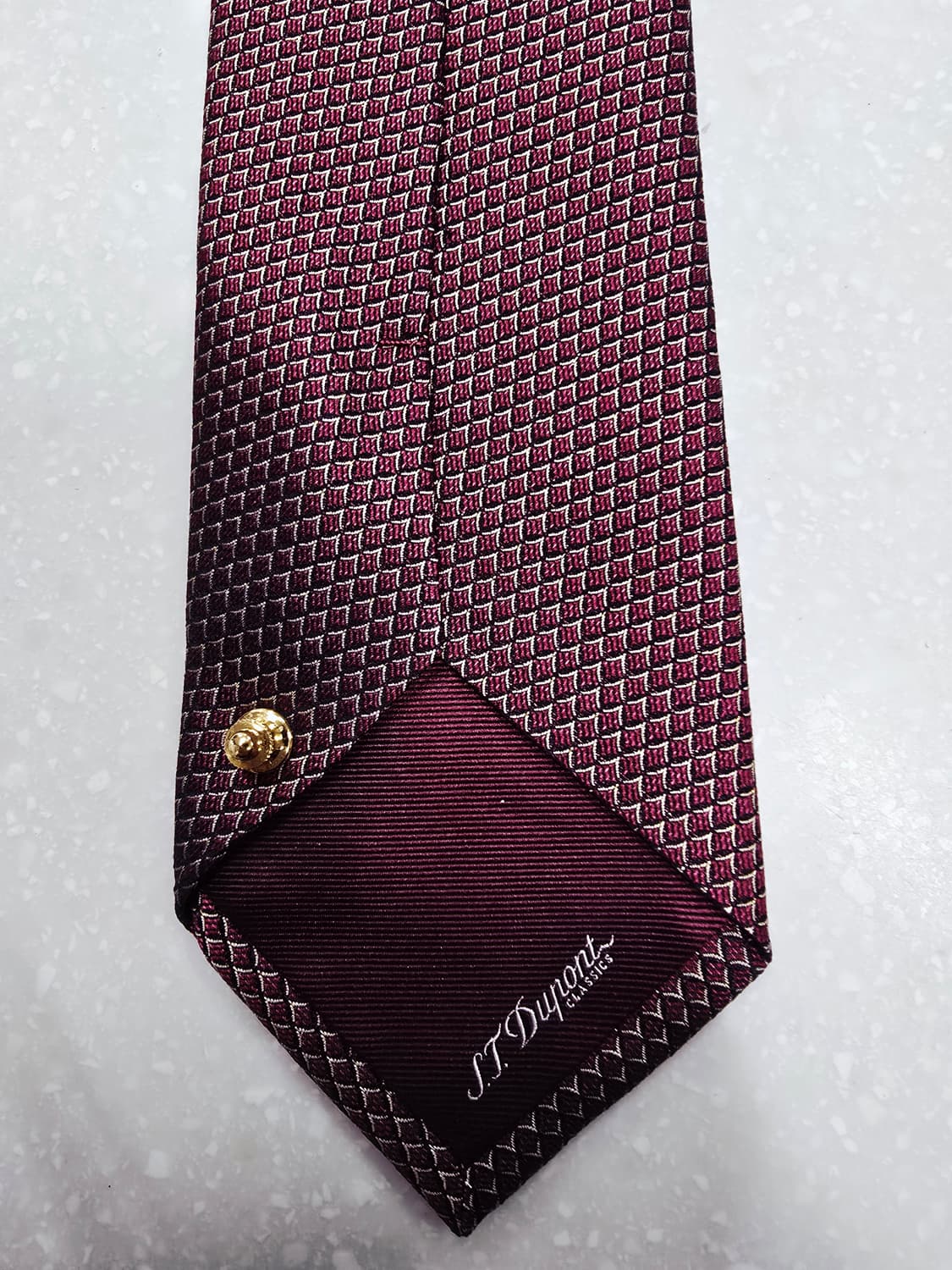 st 듀퐁 와인색 체크무늬 넥타이 상품이미지2