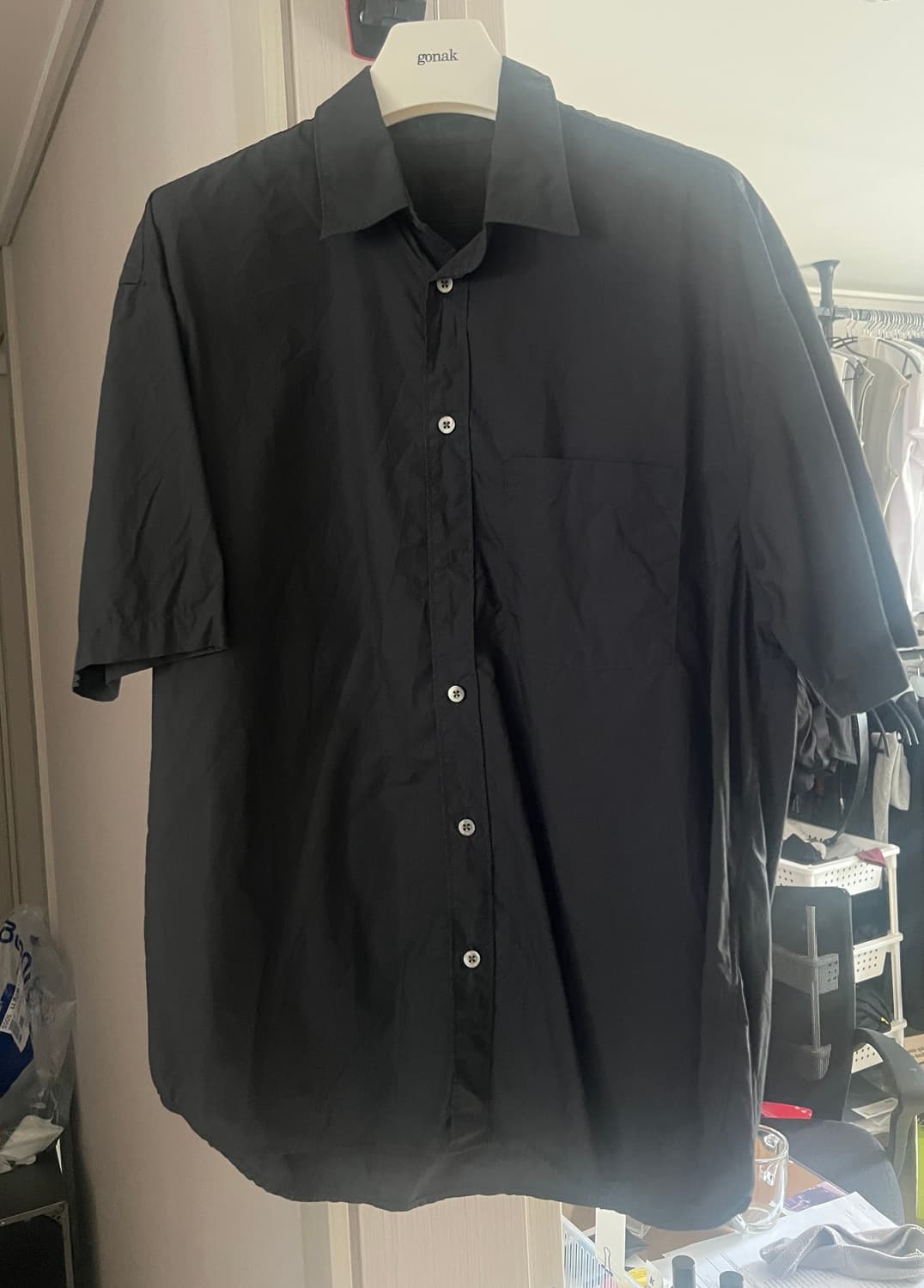 s) 고낙 washed glitch half shirt - ink 상품이미지2