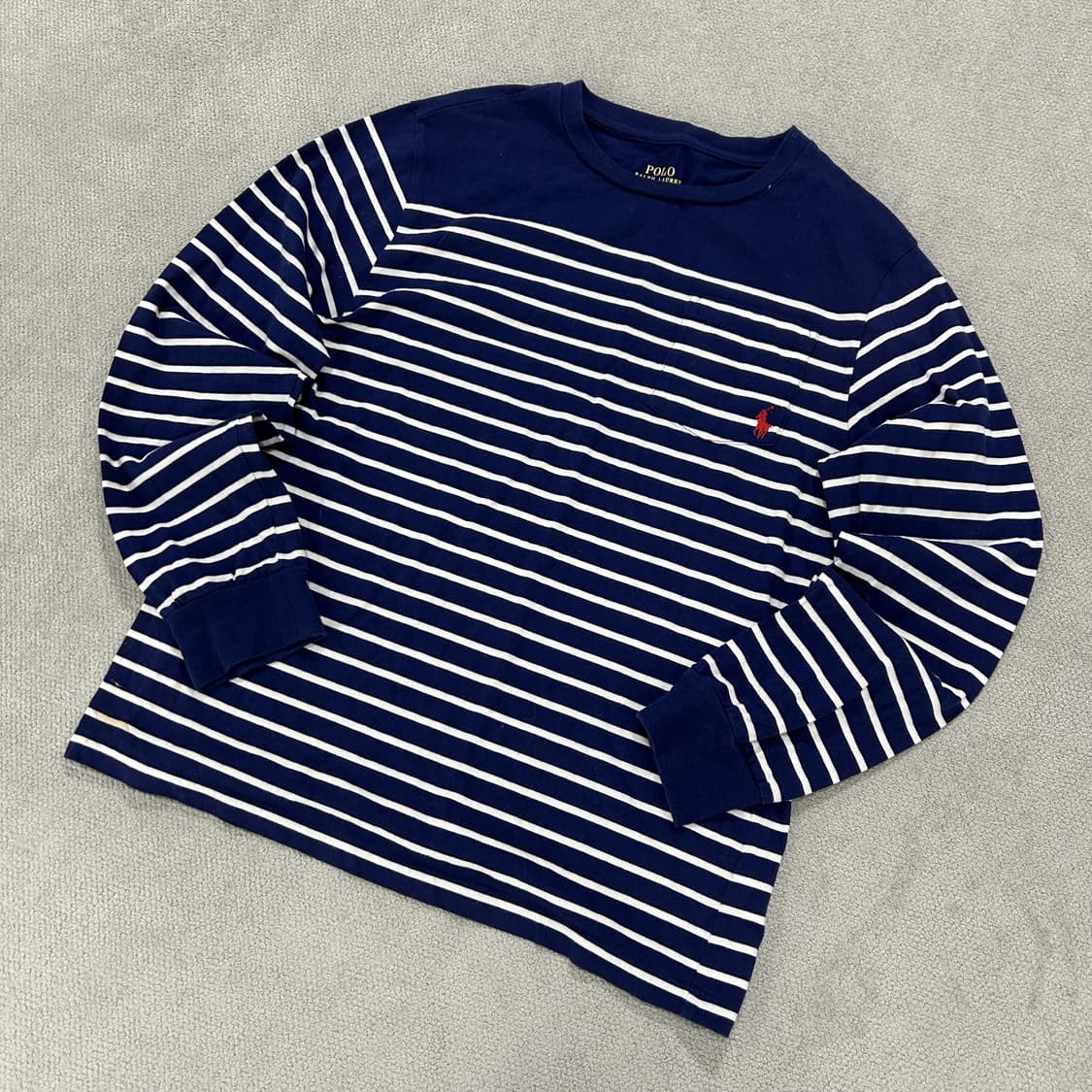 폴로 랄프로렌 스트라이프 긴팔티 실측 s 상품이미지1