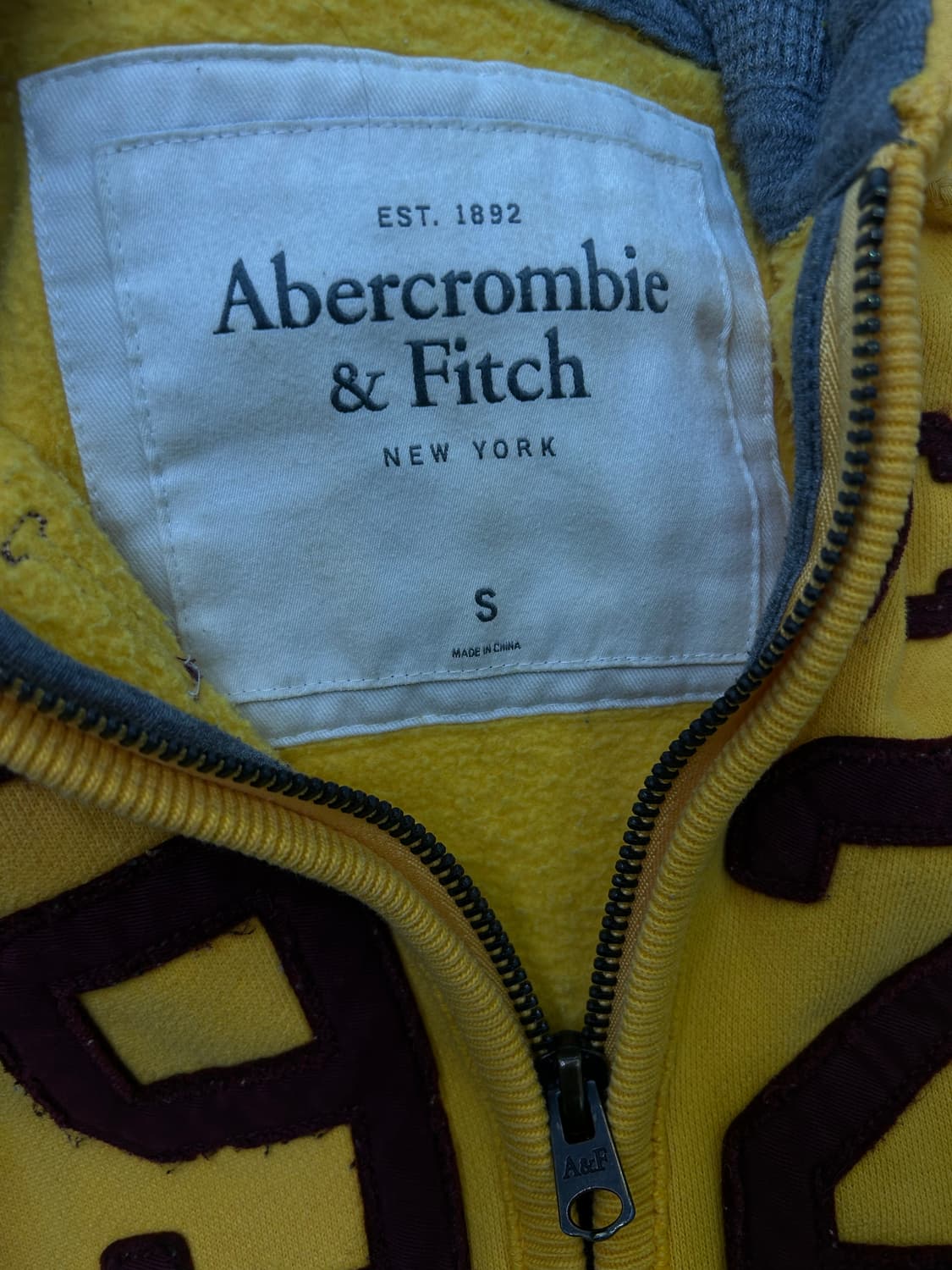 [S]아베크롬비 스펠아웃 후드집업/기모/엘로우버건디 상품이미지5