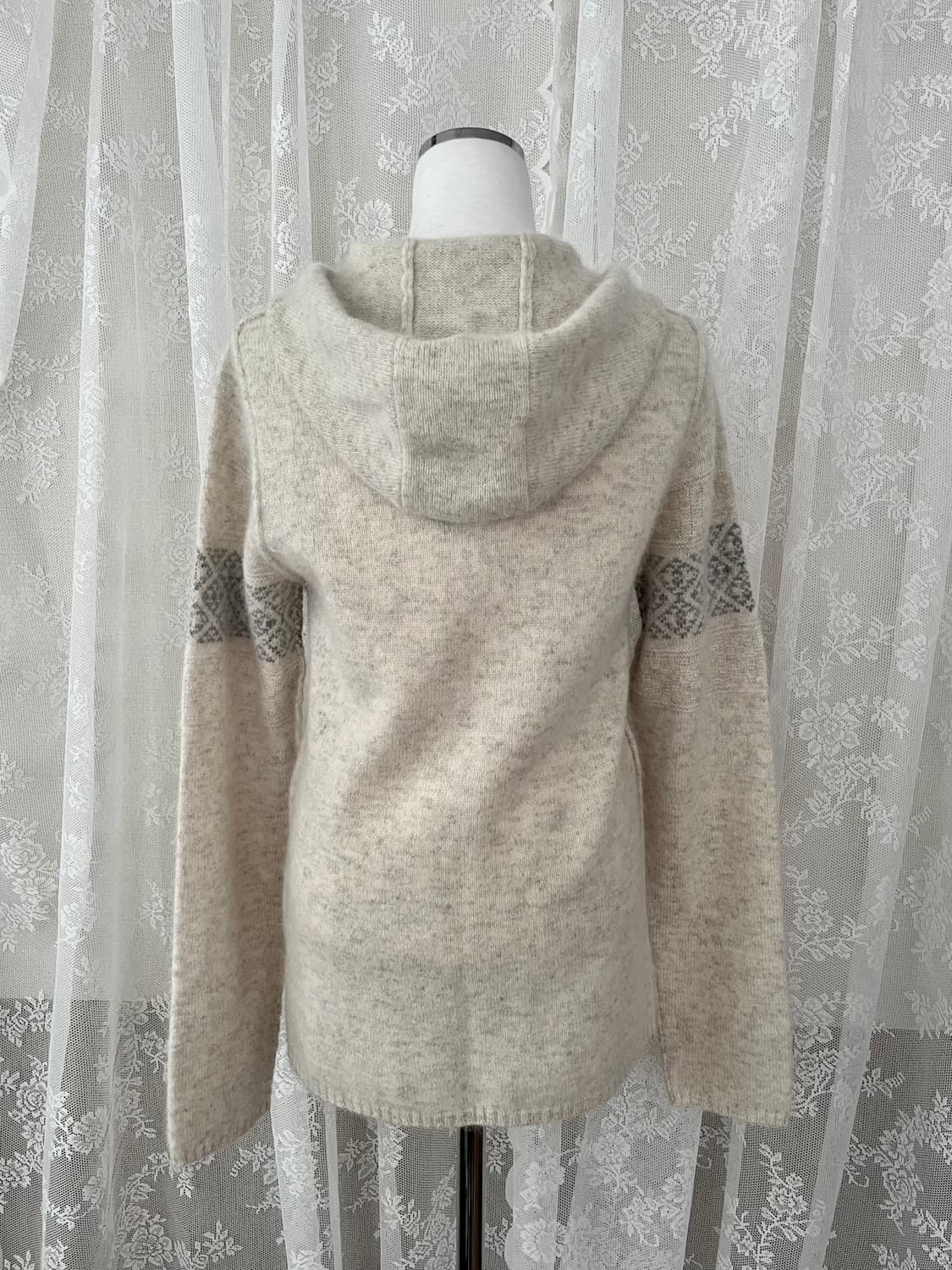 S) PURE DKNY 앙고라 노르딕 니트 후드 집업 오트밀 상품이미지2