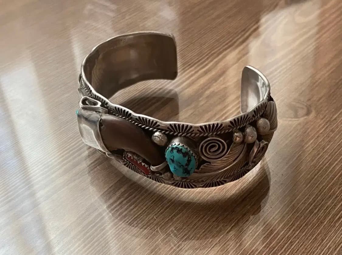 베어 클로 인디언 주얼리 네이티브 아메리칸 나바호 뱅글 은 팔찌 상품이미지10