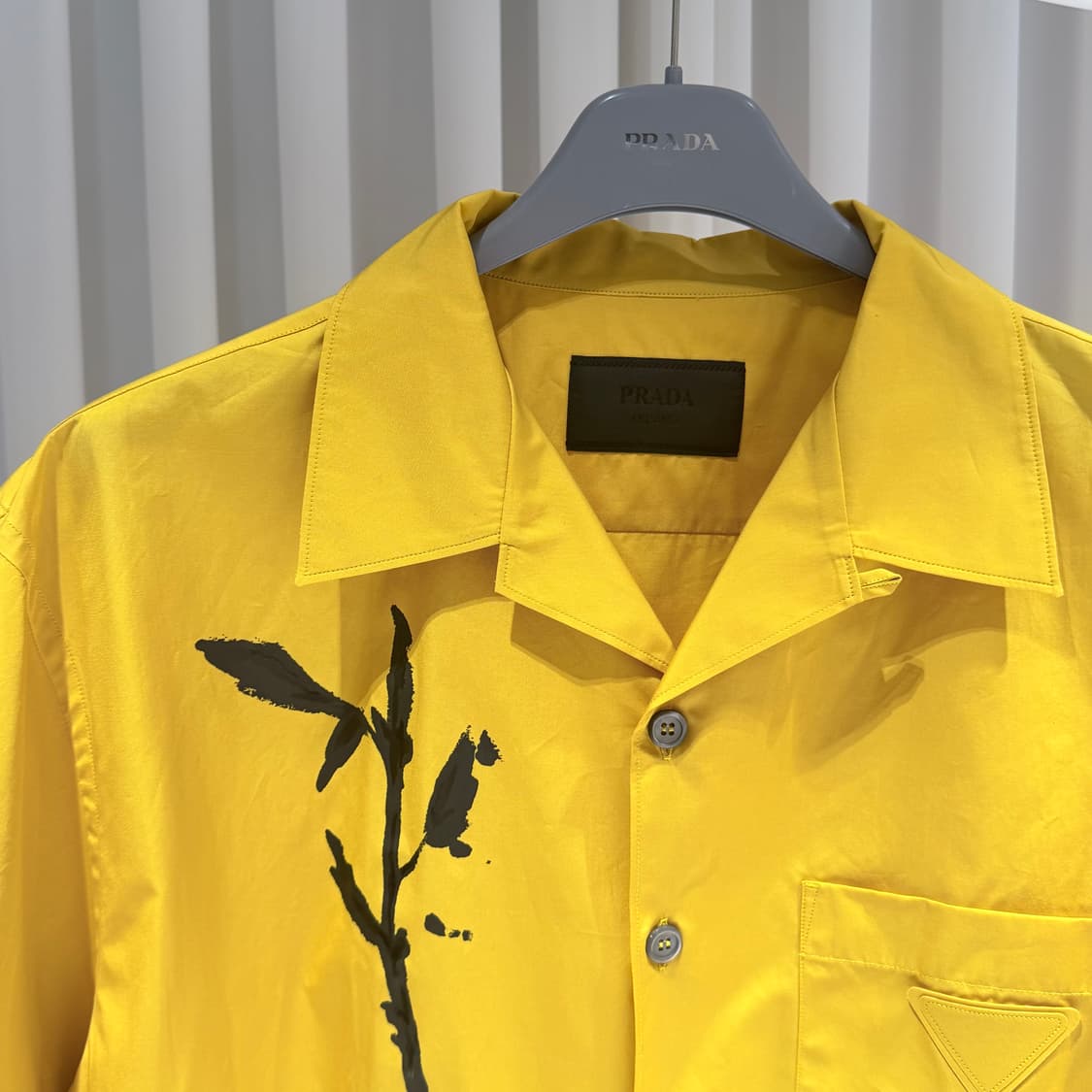 (A+/XXXL) / 프라다 프린팅 숏 슬리브 코튼 반팔 셔츠 옐로우 상품이미지4