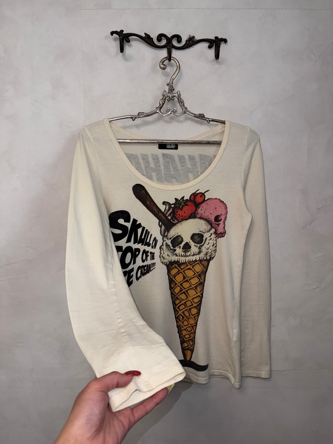 Ivory ice cream skull slim loose sleeve 상품이미지5