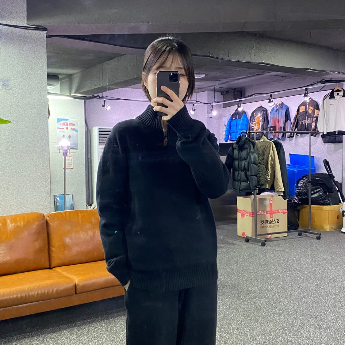 폴로 퍼플포니 블랙 하프 집업 니트 B3980 상품이미지1