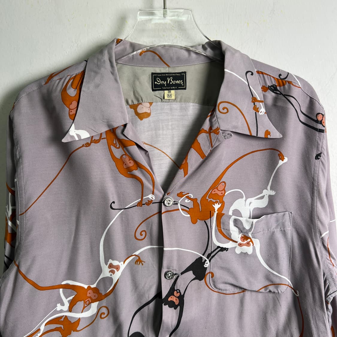 dry bones 드라이 본즈 몽키 패턴 오픈 칼라 셔츠 M 상품이미지5