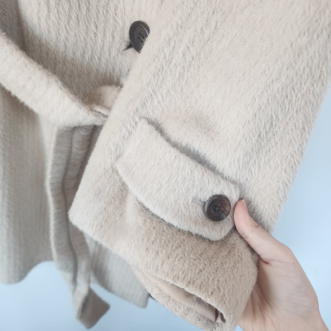 TIME 벨티드 롱 코트 아이보리 상품이미지4