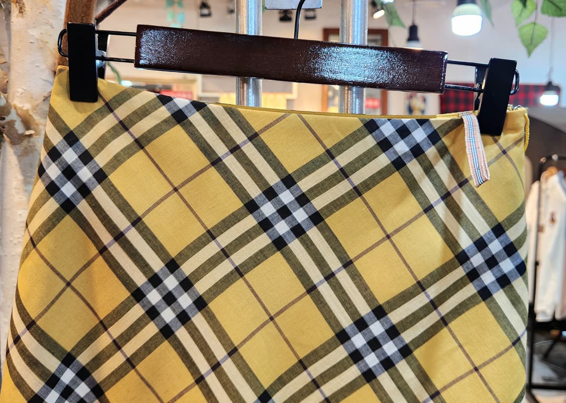 BURBERRY 버버리 블루라벨 옐로우 체크 스커트 상품이미지2
