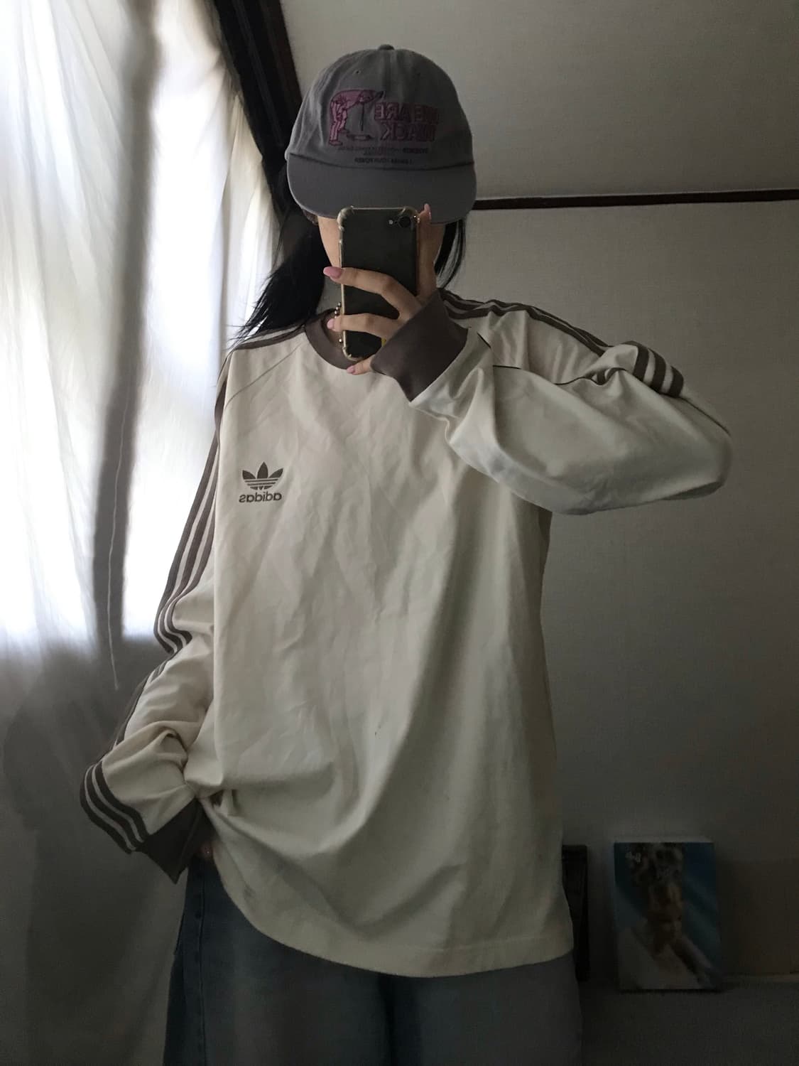 아디다스 크림브라운 삼선 롱슬리브 상품이미지6