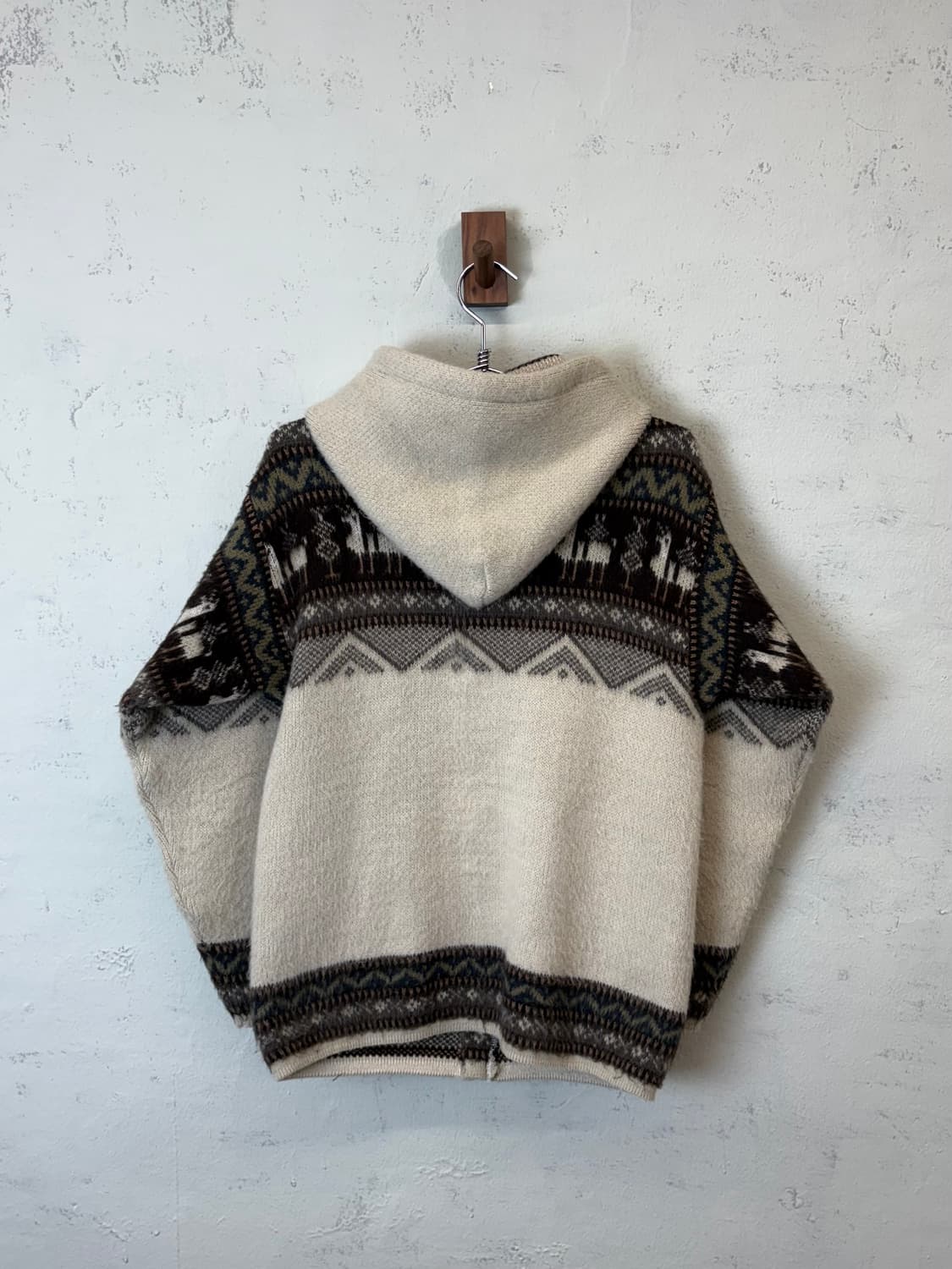 빈티지 알파카 퍄턴 후드 자켓 상품이미지2