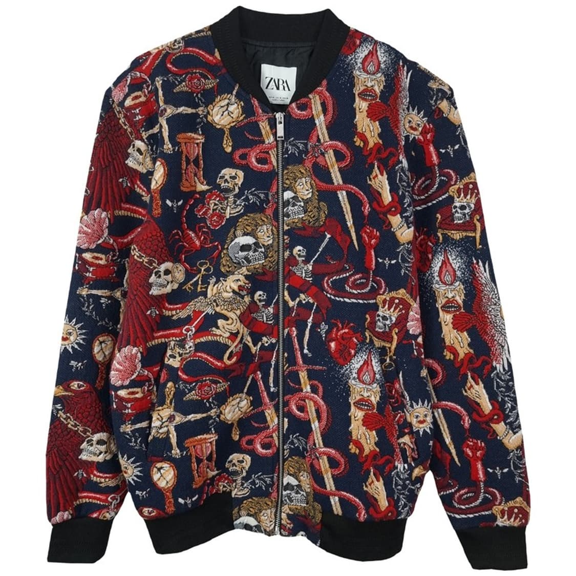 [자라] 빈티지 패턴 쟈카드 집업 블루종 자켓 M18703 상품이미지2