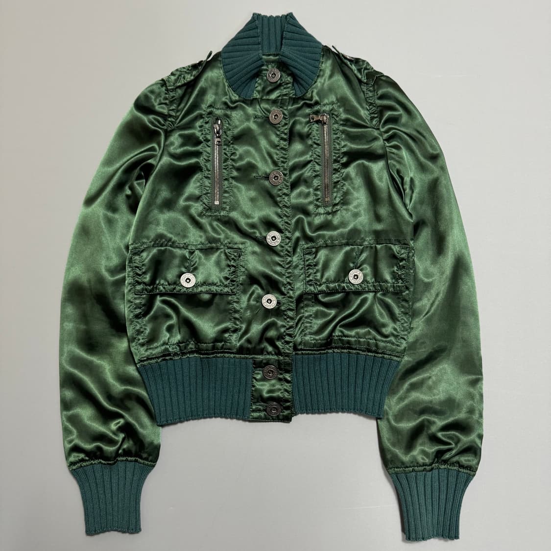 히스테릭글래머 올리브카키컬러 폴리에스터 쇼트 하이넥 블루종 자켓 상품이미지8