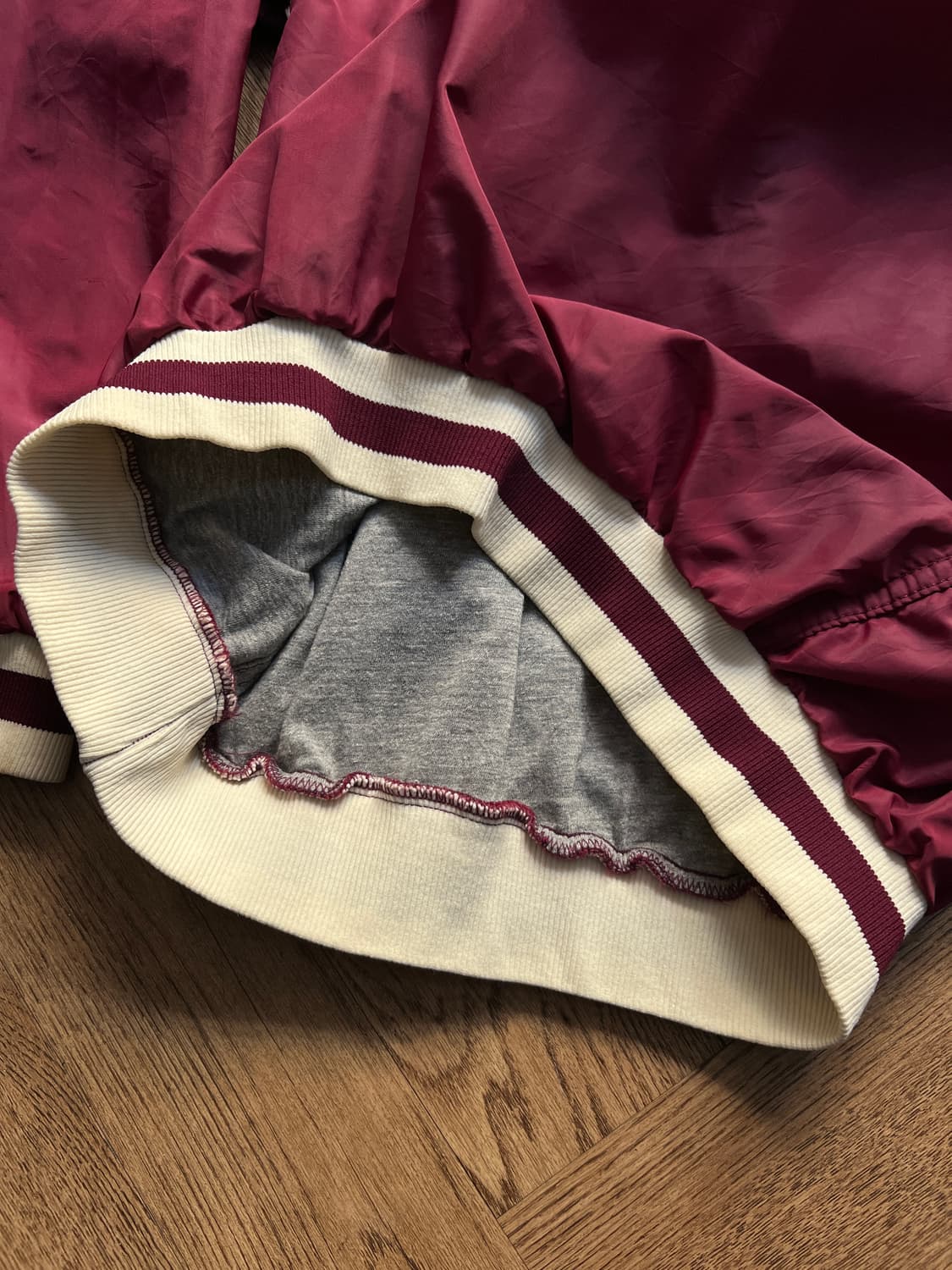 [M]80's 러셀 Made in USA 버건디 나일론 하프집업 웜업자켓 상품이미지4