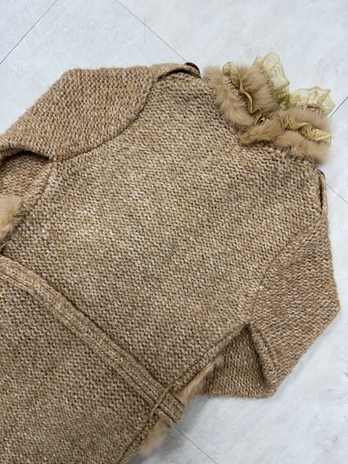 •빈티지 퍼 디테일 니트 롱 가디건 상품이미지6