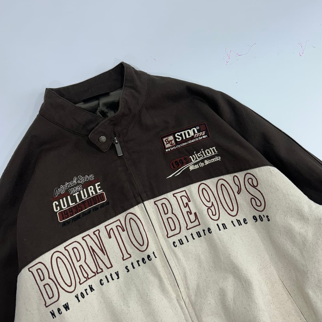 1993studio 1993스튜디오 2-way 브라운 레이싱 코튼 자켓 상품이미지5