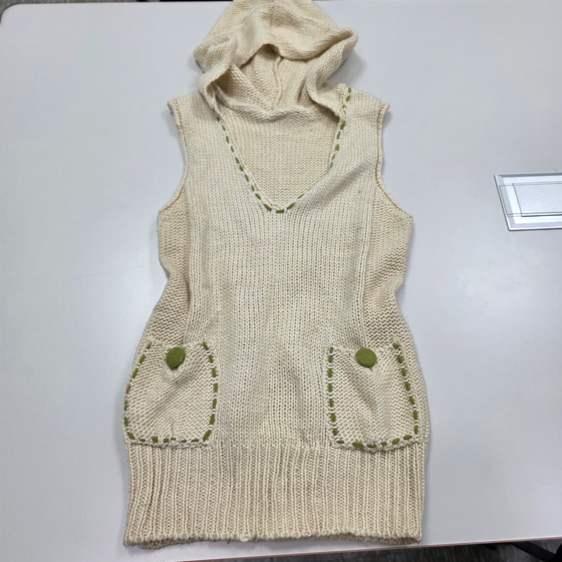 빈티지) 하구미모리걸st 아오이유우 아이보리 후드니트베스트 상품이미지1