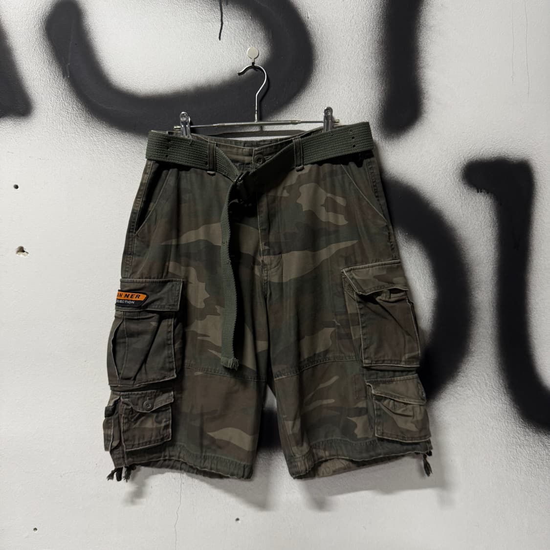 VTG 빈티지 버클 디테일 카모 와이드 카고 쇼츠 팬츠 상품이미지1