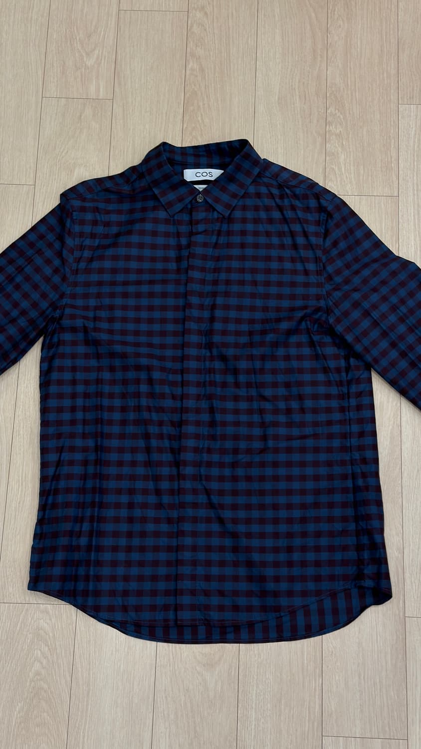 COS 남성 체크 셔츠 버건디/블루 S 사이즈 상품이미지1