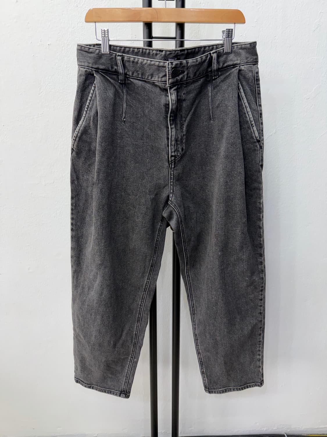 정품) 시스템옴므 한섬 22ss 캐주얼핏 데님 와이드 흑청팬츠 88(34 상품이미지1