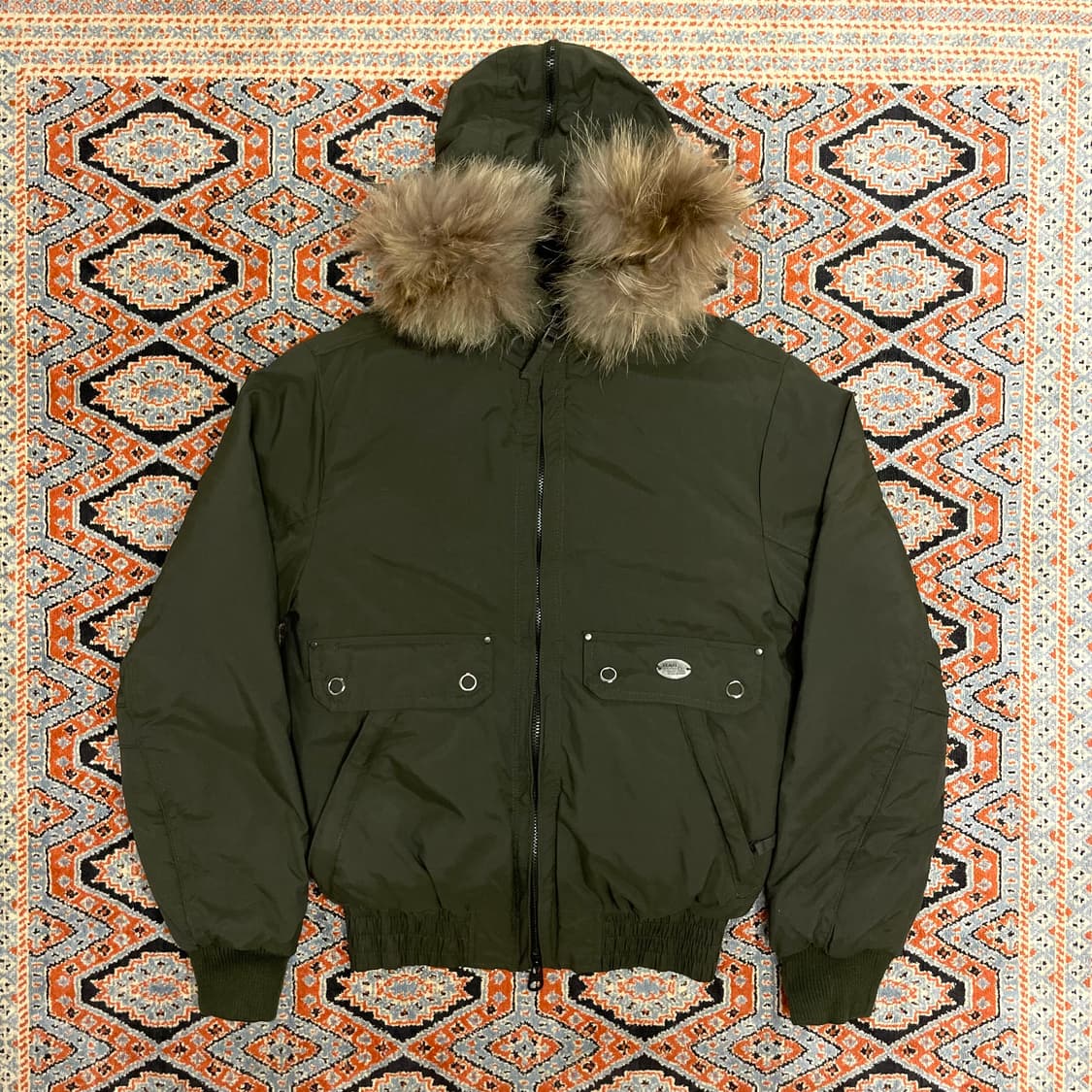 가스베이직 카키 포켓 숏 후드점퍼 여성M 상품이미지1