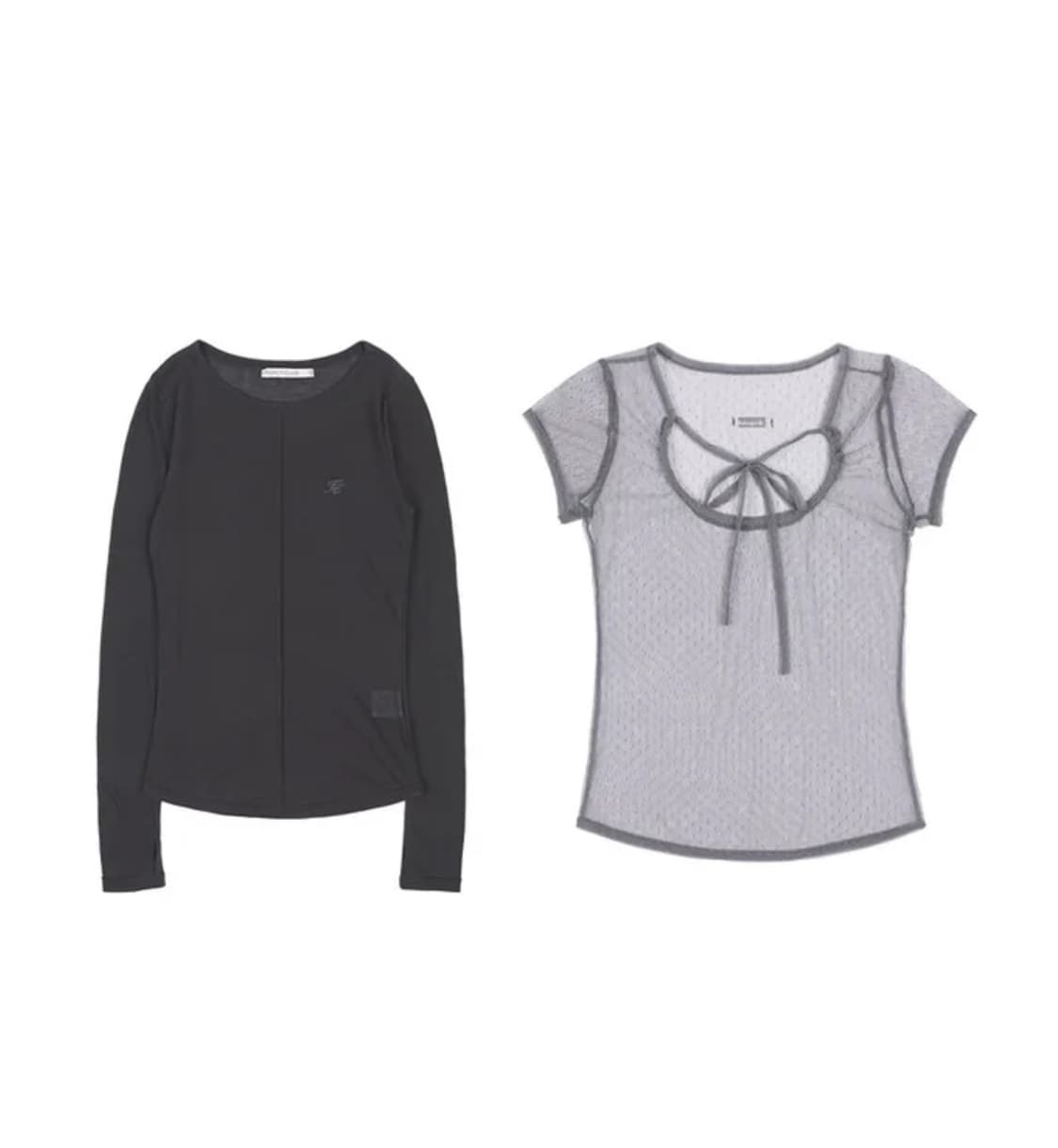 팬시클럽 3 way 도트 레이어드 롱슬리브 그레이 상품이미지3