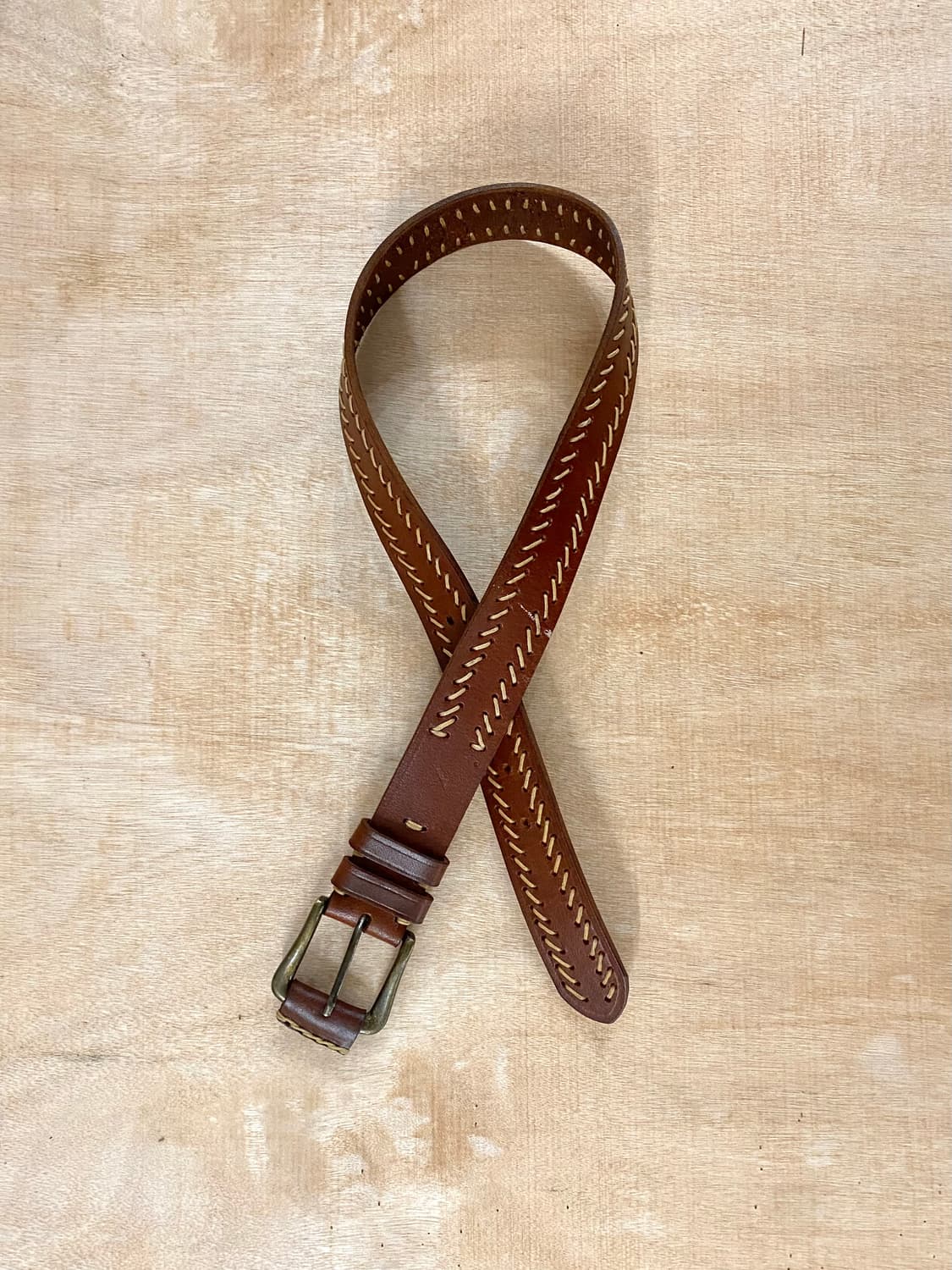 VTG leather stitch belt 미국 빈티지 스티치 레더 벨트 상품이미지3