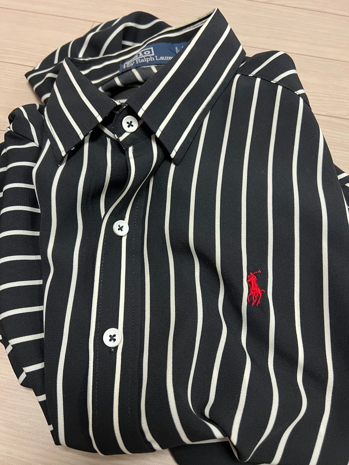 폴로 랄프로렌 블랙 스트라이프 셔츠 / 얇고 찰랑한 원단 / 상태 좋음 상품이미지7