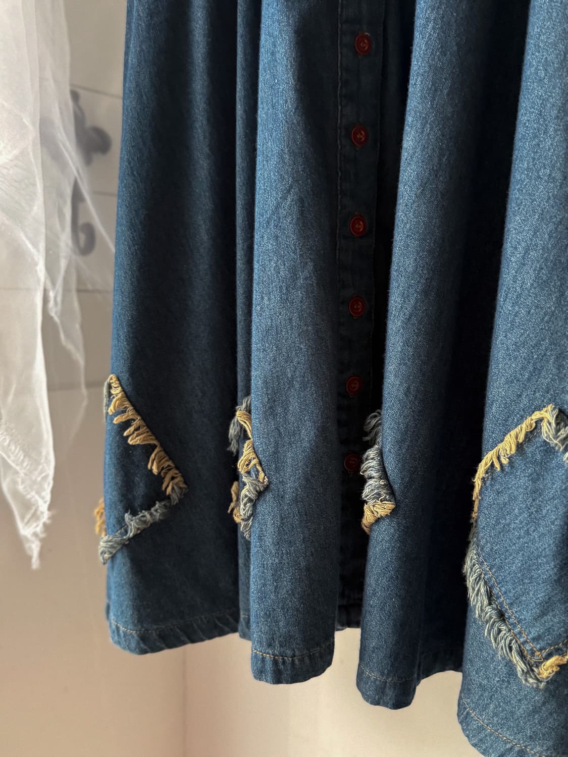 Fringe Patch Button Denim Skirt 0389 상품이미지2