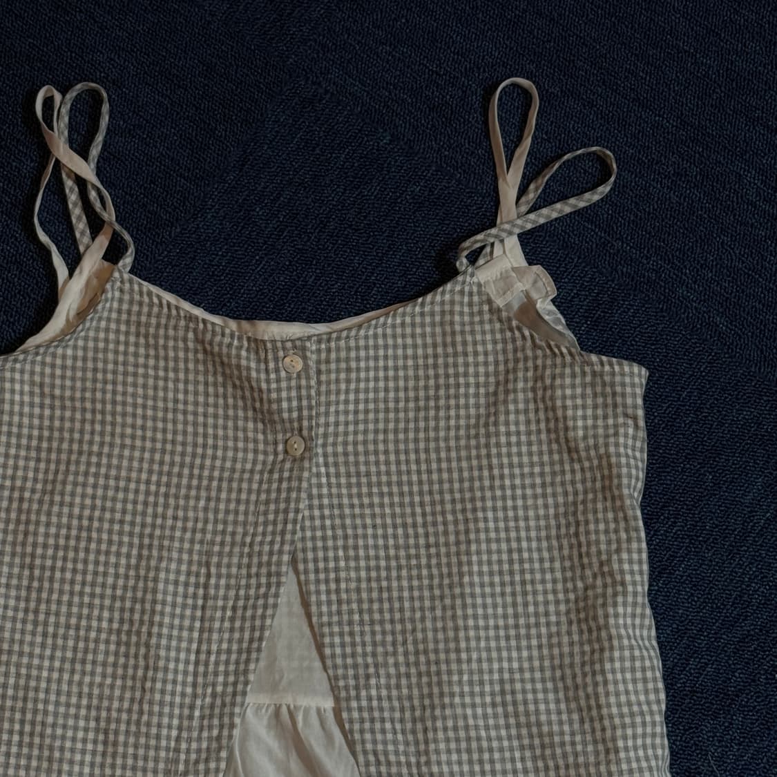 모리걸체크 패턴 끈나시 상품이미지2