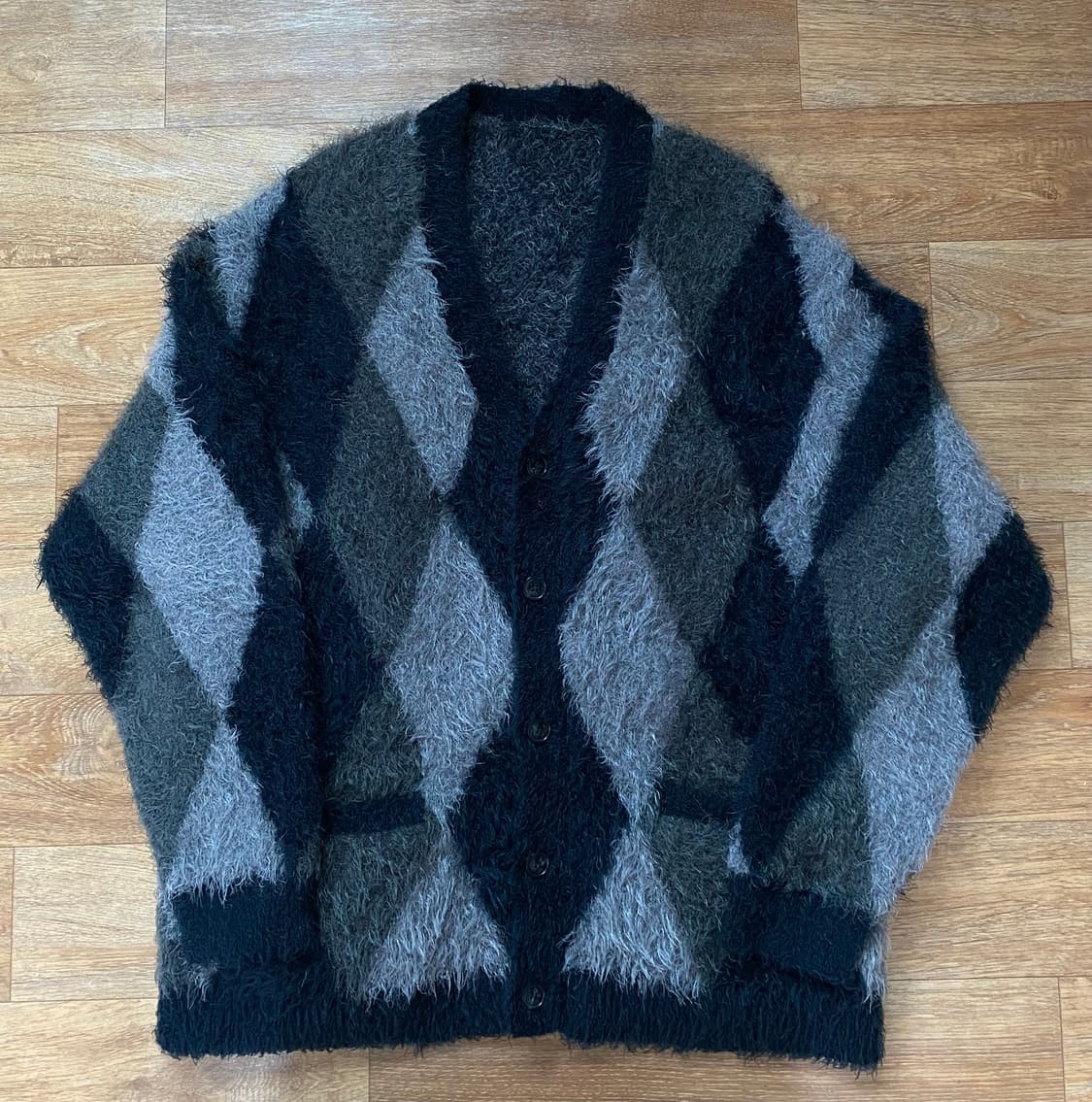 [4] 넘버나인 아가일 모헤어 가디건 그레이  상품이미지1