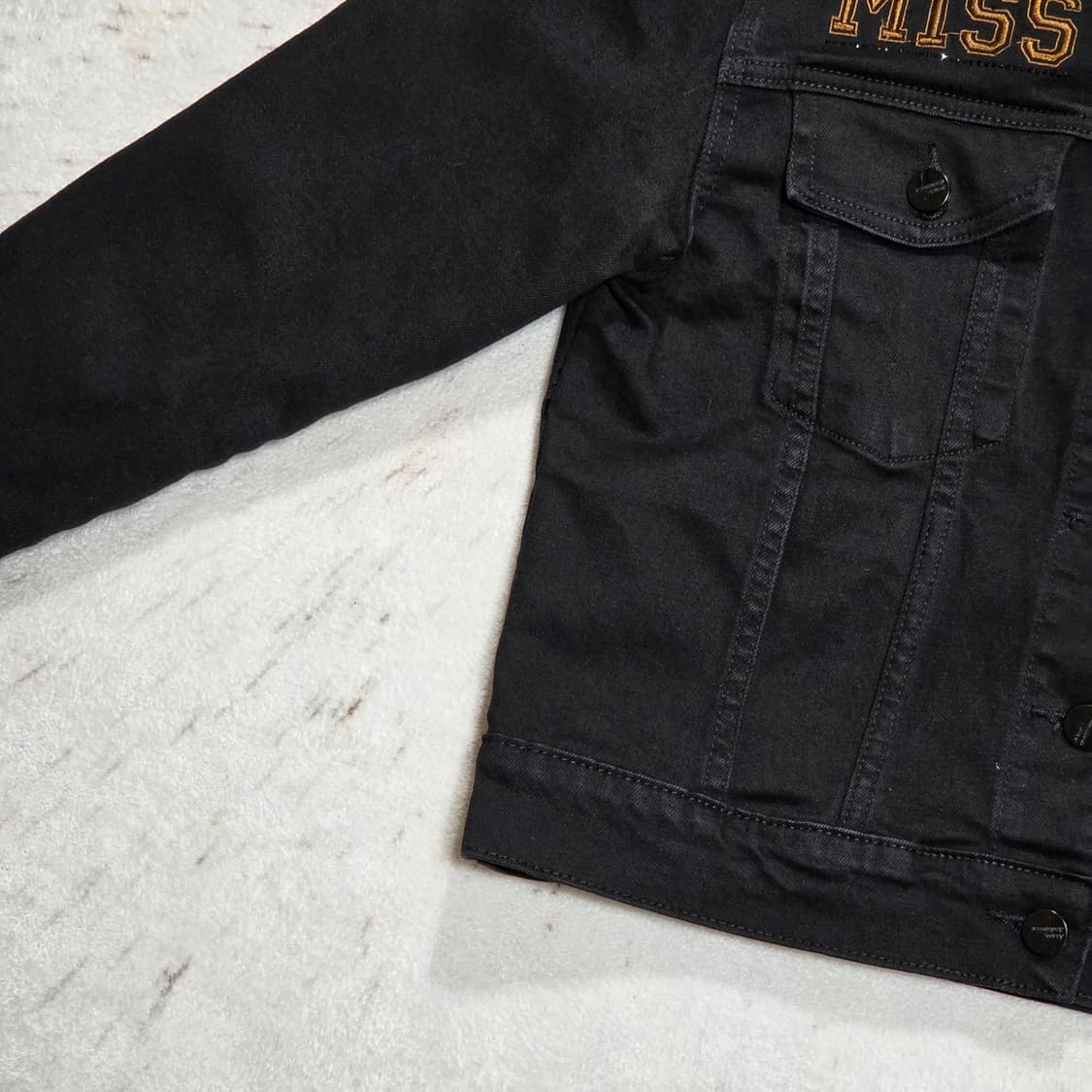 큐빅 자수 블랙 코튼 트러거 반크롭 자켓 상품이미지3