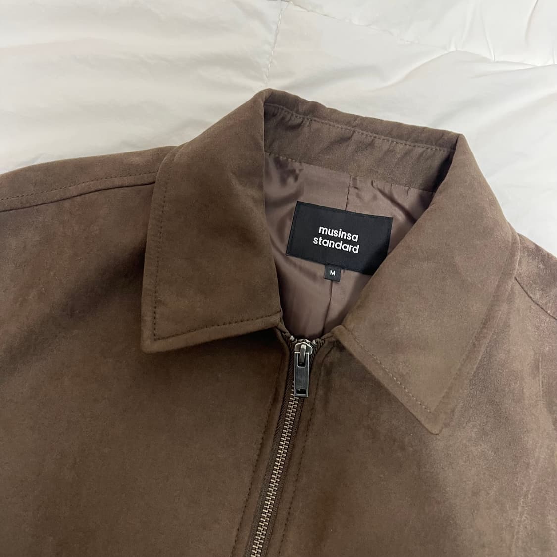 무신사 스탠다드 신세틱 스웨이드 미니멀 블루종 재킷 브라운 M 상품이미지2