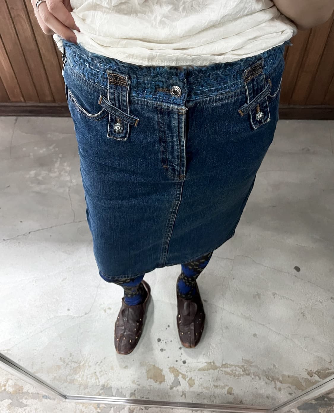 D&G tweed-fringe denim skirt 상품이미지2