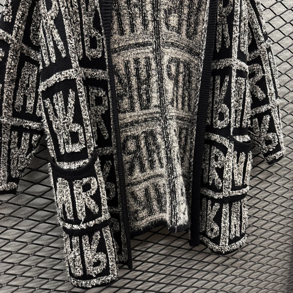 JPN VINTAGE 울니트 오픈 후드 가디건 그래픽패턴 자카드 디테일 상품이미지5