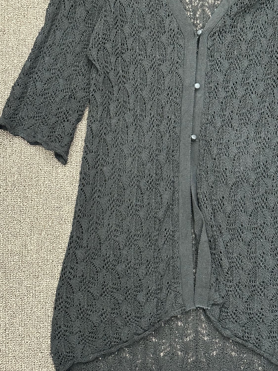 38)Ozoc vintage 여성 블랙 레이스 니트 가디건 상품이미지4