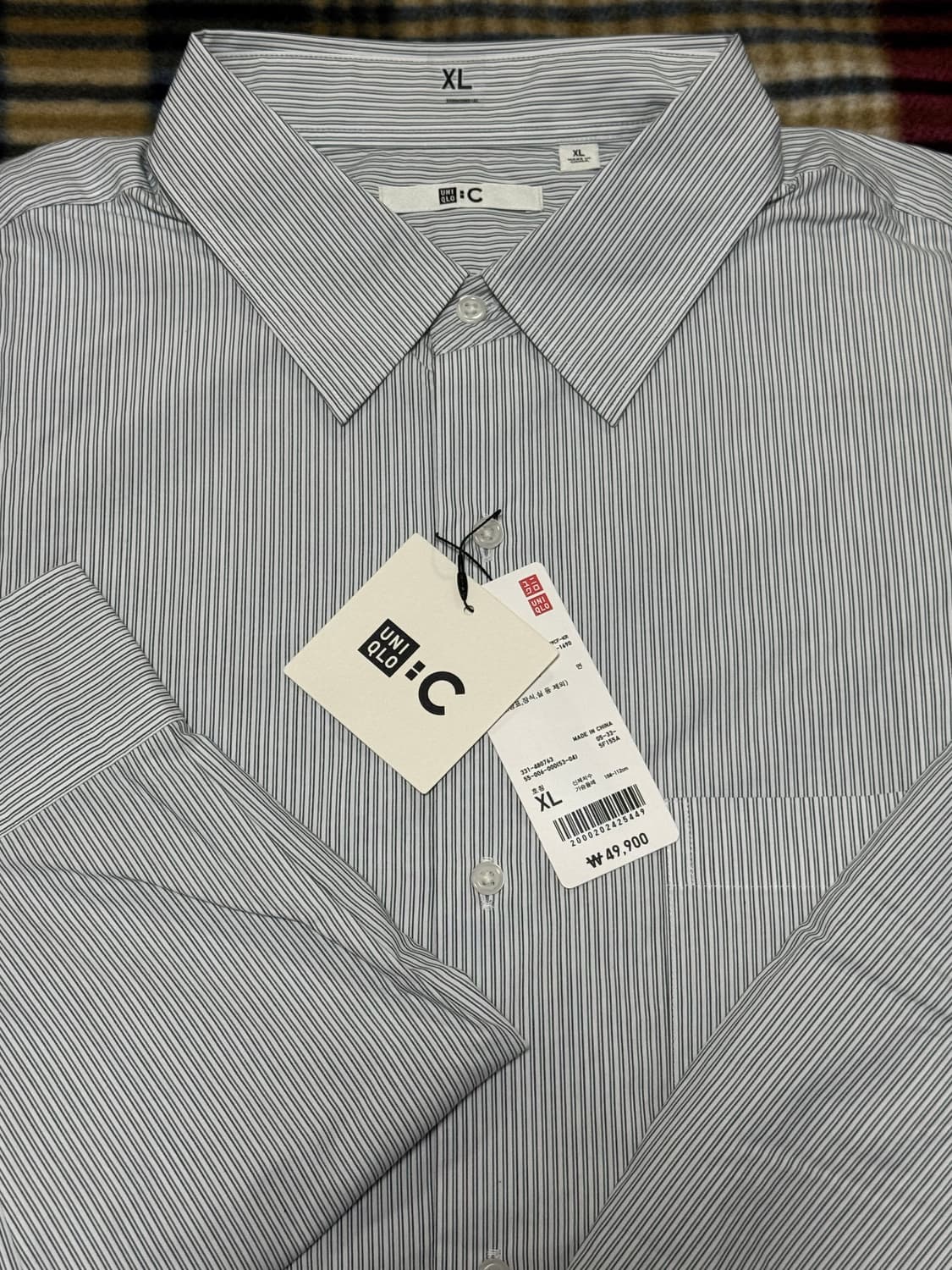 새상품) 유니클로 브로드클로스 셔츠 (블루, XL) 상품이미지2