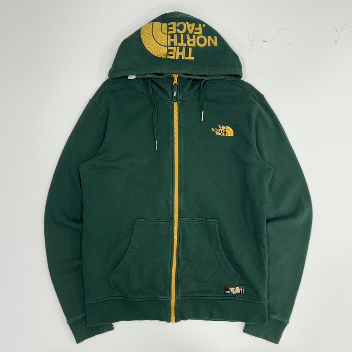 The north face 노스페이스 옐로우로고 그린 후드집업 상품이미지3