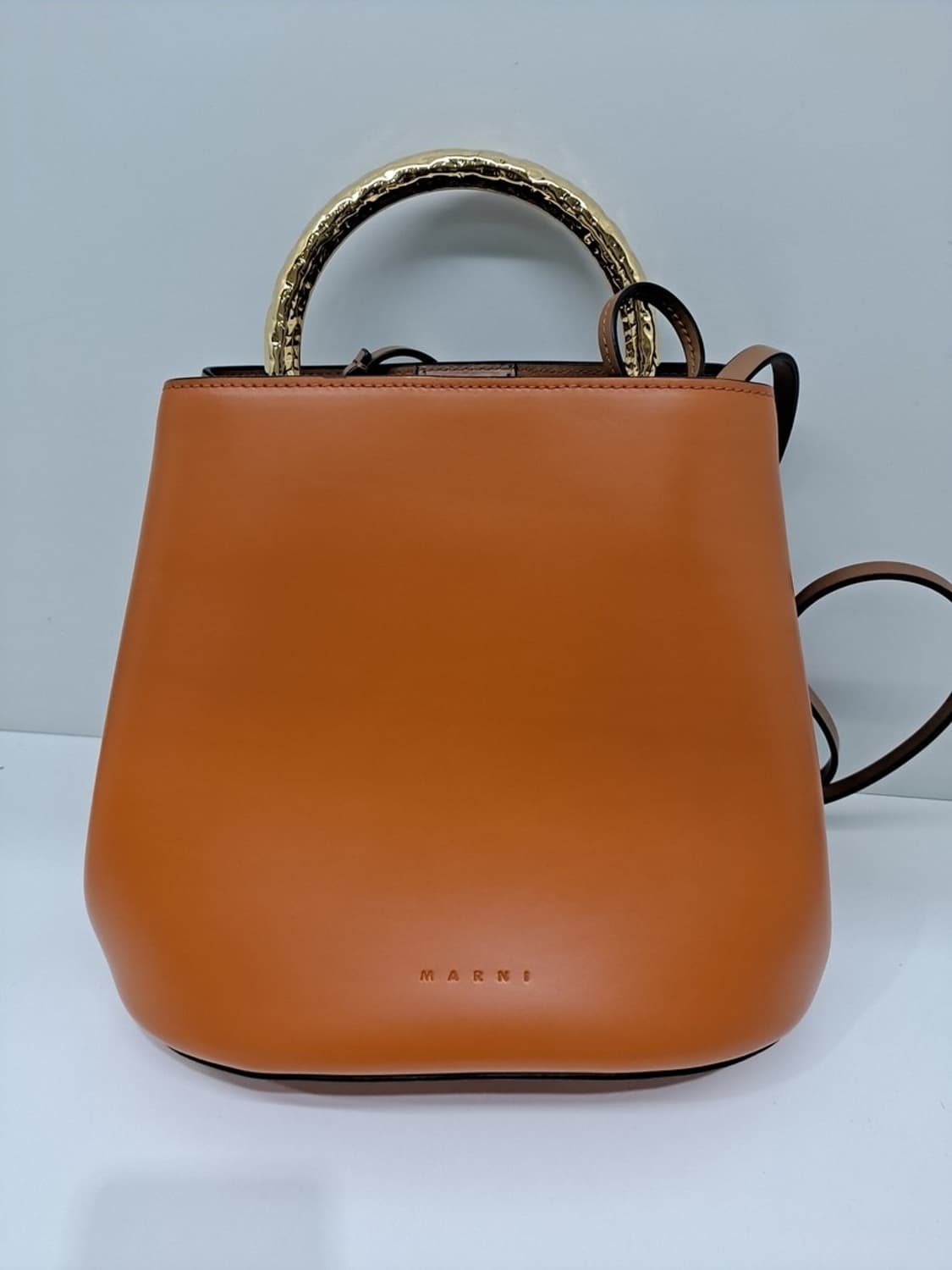 (중고) 마르니 오렌지 & 브라운 파니에 버킷 미듐 토트백 상품이미지8