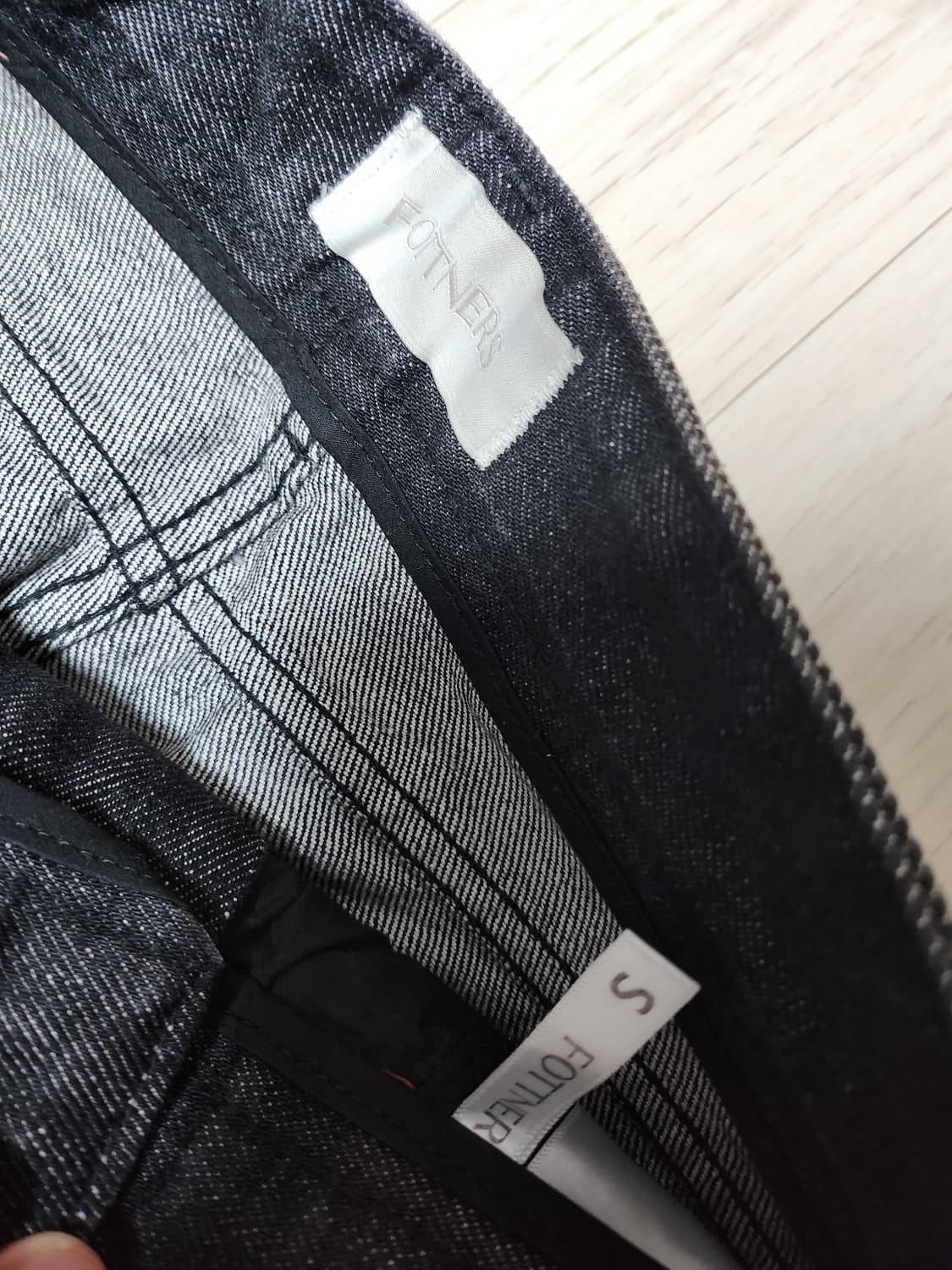 포트너스 투턱 와이드 블랙 데님 팬츠 S 기장추가 상품이미지2