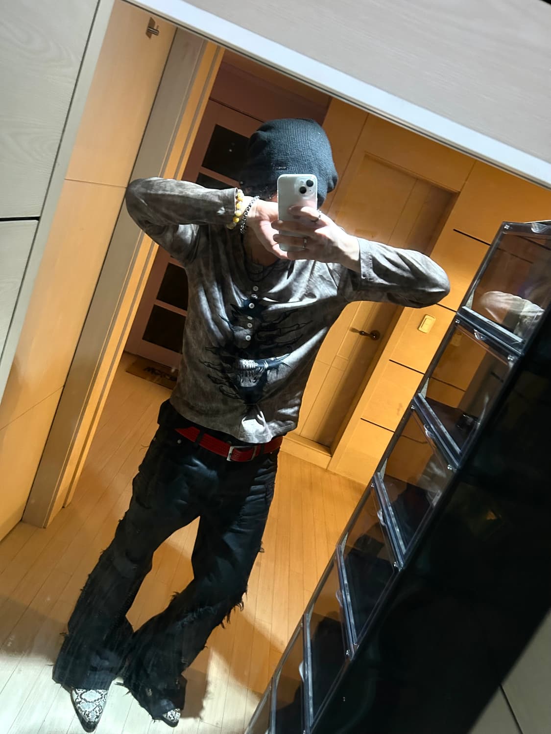 Skull printing Button Long sleeve 상품이미지5