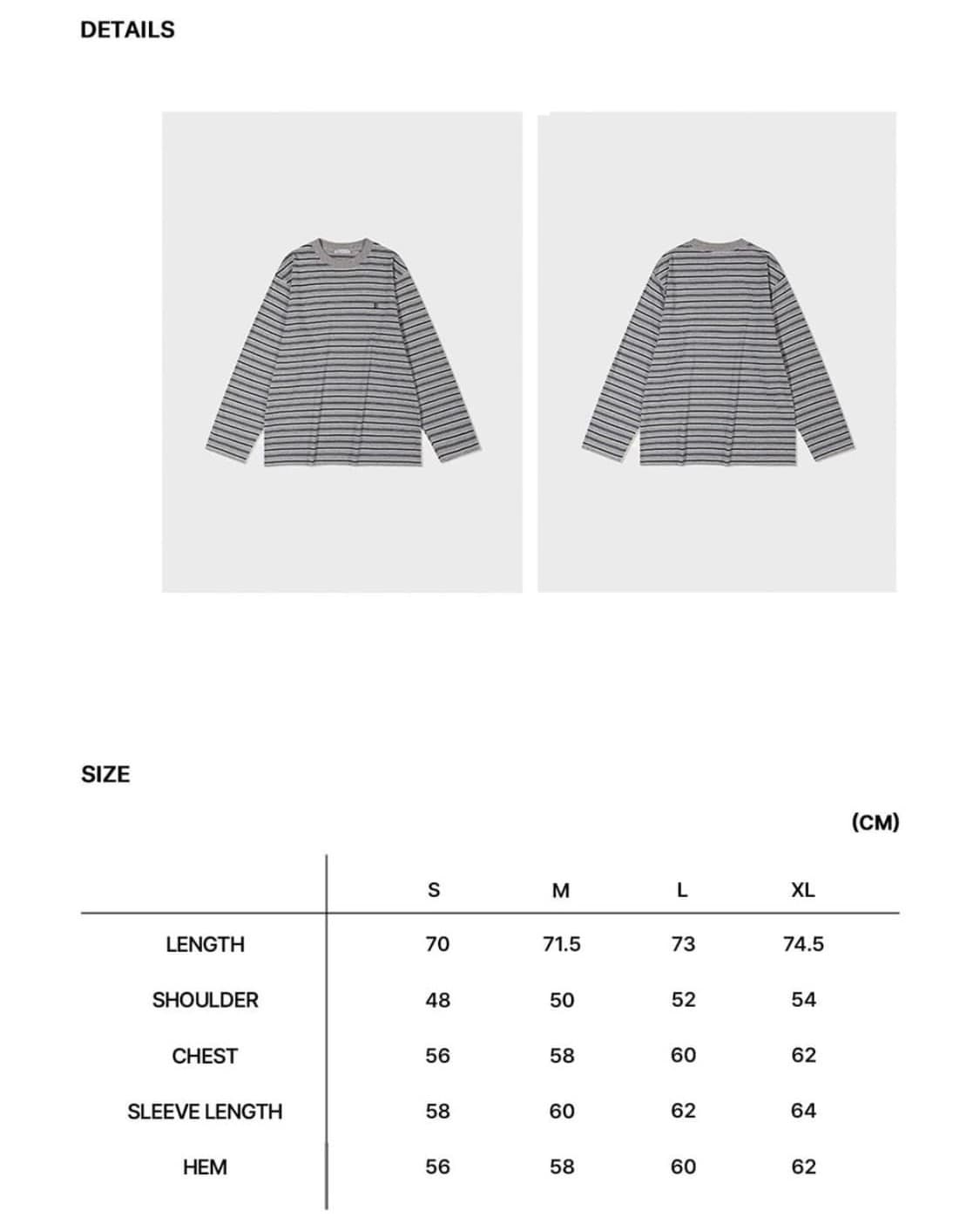 로우클래식 스트라이프 롱슬리브 M 상품이미지2