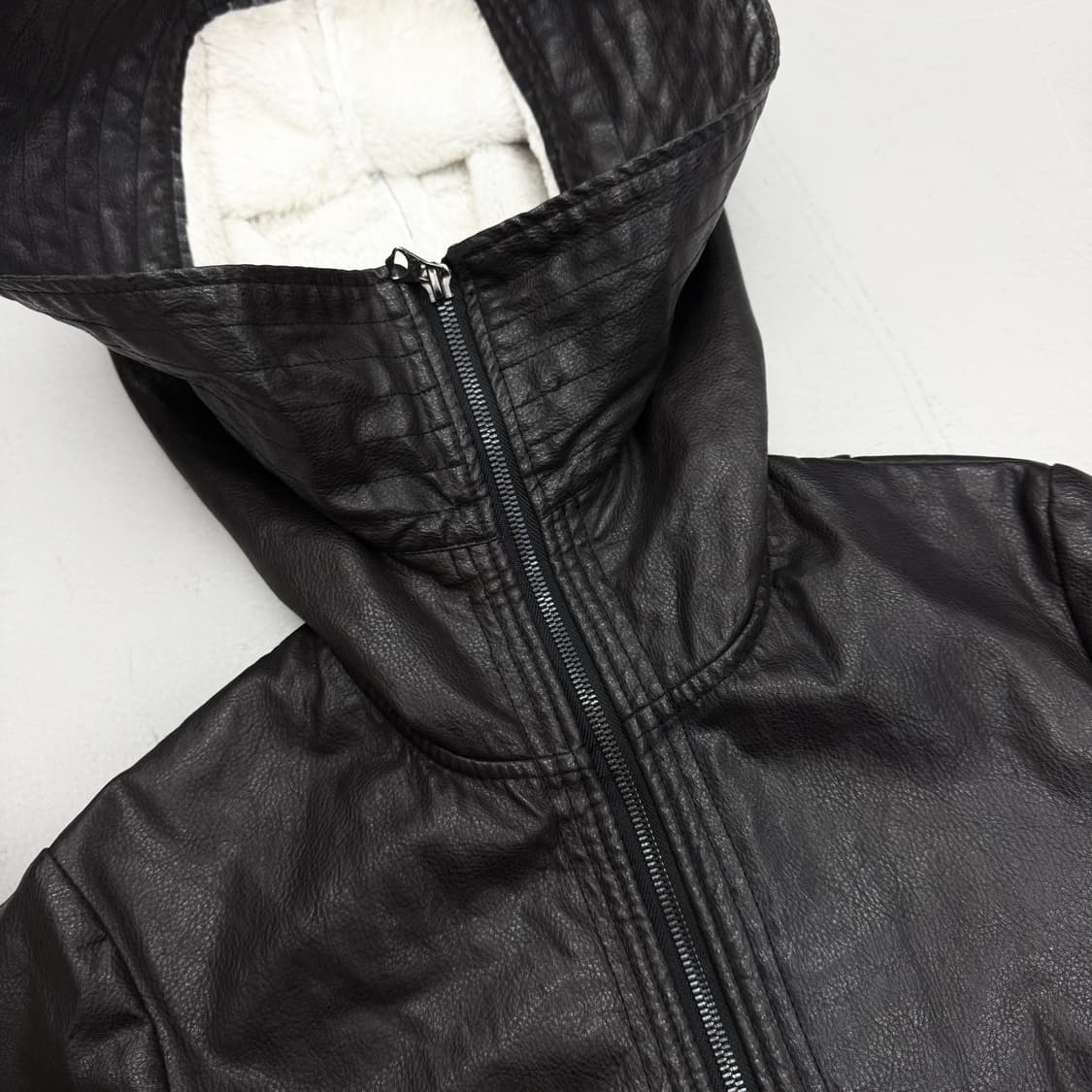 릭오웬스맛 하이넥 레더 후드 가죽자켓 상품이미지4