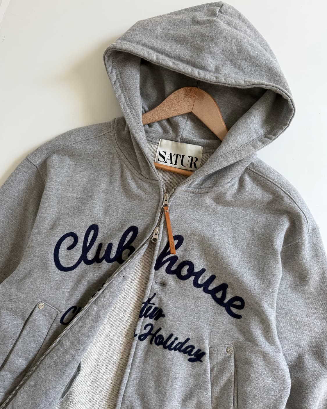 Satur 세터 클럽하우스 레터링로고 2-way 후드집업 상품이미지4