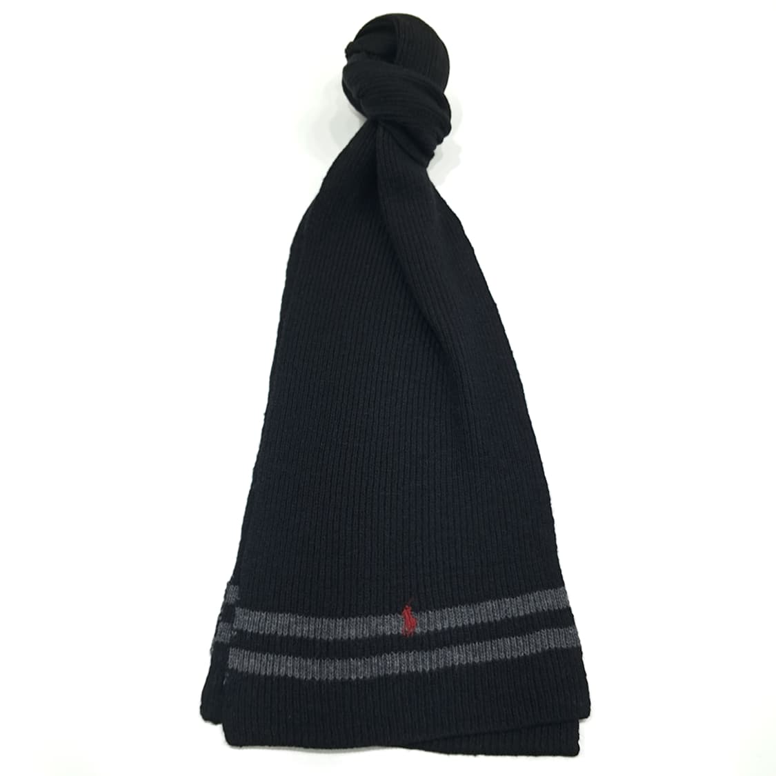 MX343 폴로 랄프로렌 블랙 그레이 투톤 램스울 니트 목도리 머플러 상품이미지1